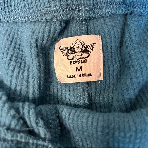 Boys Lie Blue Waffle Knit Cotton Relaxed Sweatpants - Picture 7 of 11